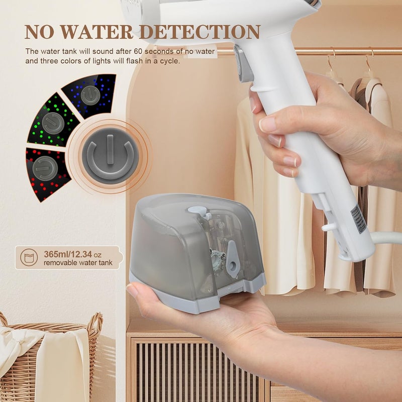 ARSFUTU Steamer for Clothes Handheld Clothes Steamer 1300W Portable Garment Steamer Auto Shut-off 20-Second Fast Heat-up with Adjustable Steam 12.34oz Detachable Water Tank for Home Office Travel - Image 4